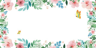 边框五彩花卉手绘感恩母亲节海报背景展板